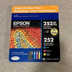 New Epson 252XL & 252 Value Combo Pack Colors: Black Cyan, Magenta, Yellow